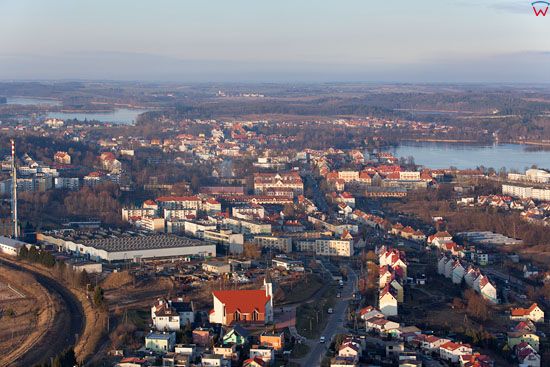 Lotnicze, EU, PL, warm-maz. Panorama na miasto Mragowo.